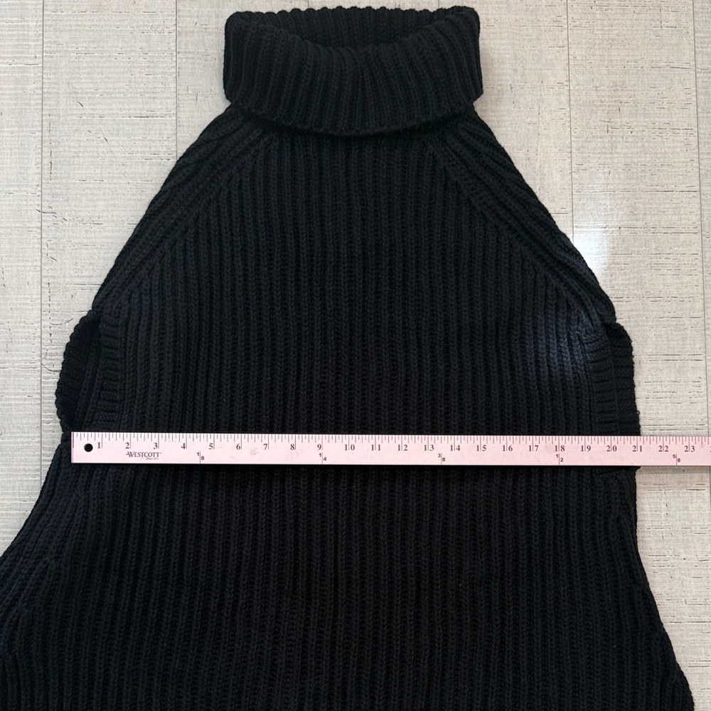 Women's Black Turtleneck Poncho Sweater - Picture 5 of 5